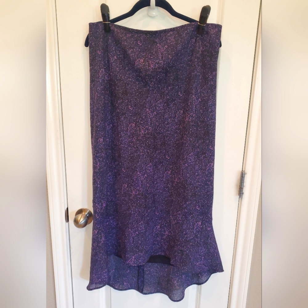 Express Maxi Skirt, Women's size Large, Elastic Waist, High Low Ruffle Skirt